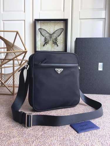 P's new men's bag, 2Vq002 black, original goods, nylon and Saffiano leather trim