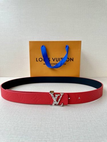 3.0 Wide Lv Double-Sided Belt Made Of Stitched Leather And Imported Double-Sided