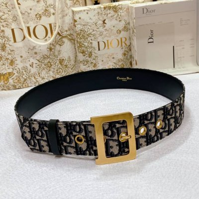 Dior classic monogram belt with D-shaped buckle and brass hardware, 5.0Cm Size 7