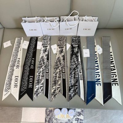 blue, Dior double-layer silk small ribbon headband! This style is highly recomm