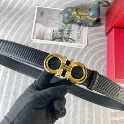 Ferragamo Special Leather Waist Belt Automatic Buckle Series, Featuring Original