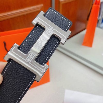 Hermes 38mm belt with stainless steel hardware and original Togo leather, revers