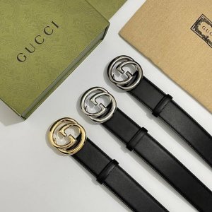 Gucccci Size: 4.0cm, with black top-grain cowhide, with new Gg interlocking poli