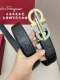 Ferragamo men's counter metal buckle, top layer cowhide double-sided outer belt