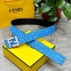 Fendi Official Store Same Style 40Mm Wide Original Custom-Made Sky Blue Ff Verti