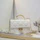 Large Dior Ange Handbag in Creamy White Cowhide with Oversized Cannage Opening D