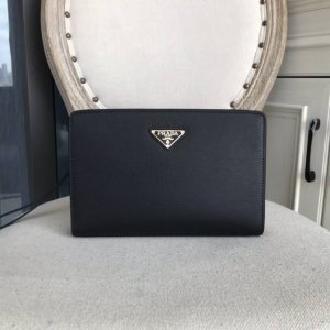 The latest and hottest Prada stainless steel combination lock clutch is shipping
