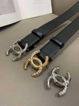 New Chanel Women's Belt Double-sided top-grain cowhide leather with a double C - Click Image to Close