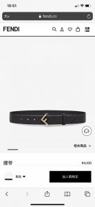 Fendi First buckle belt, unisex, 3.5cm wide, same style as in Fendi boutiques. M
