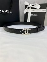 Width 3.0 Cm Chanel Imported Soft Calfskin Leather With Gold And Silver Patterne