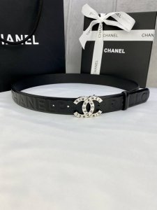 Width 3.0 Cm Chanel Imported Soft Calfskin Leather With Gold And Silver Patterne