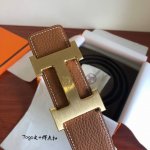 Hermes original quality classic men's belt counter Togo leather with stainless s