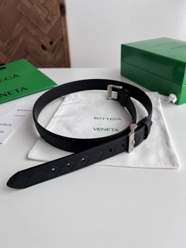 -Bv 2025 new women's woven plain stitching combination belt Italian calfskin wit