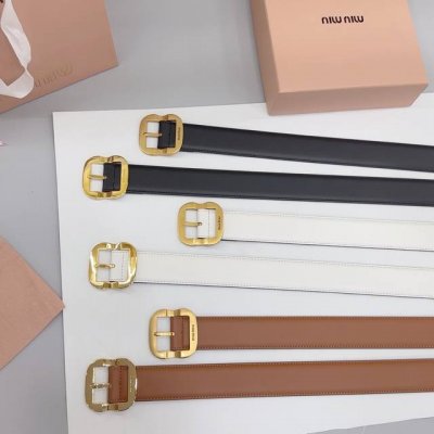 3.4Cm Miu Miu Belt, Double-Sided Top Layer Cowhide, Length: .75.80.85.9095. Euro