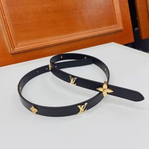 Lv's new season belt features luster studs framing the Lv letters and Monogram f
