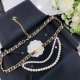 Ch Nel chain letter black leather waist chain The chain splicing design is full