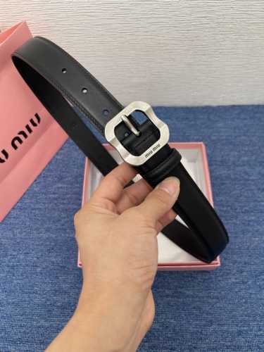 This Leather Belt From Miu Miu Is Simple And Elegant. Buckle With Miu Miu Logo M