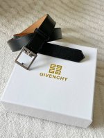 Givenchy women's high-end business belt, 3.0cm wide, made of fine, lustrous leat