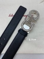 Ferragamo 25mm metal Gancio double buckle, women's double-sided cowhide leather,