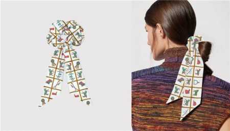 Hermes "Horse's Cloak" Twilly hairband dual-purpose small silk scarf This small - Click Image to Close