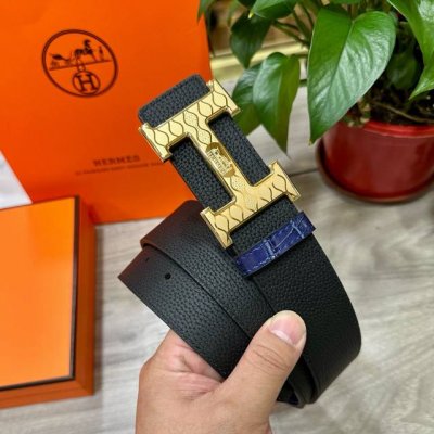 Herm S Men's Genuine Leather Belt, Width 3.8 Cm, Authentic Belt Body, Premium St