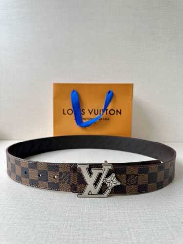 4.0 Wide Lv Flower Double-Sided Belt Crafted From Monogram Coated Canvas, Featur