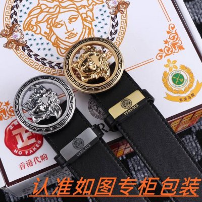 Men's belt: Versace original Men's belt: 100% top layer cowhide, guaranteed gen