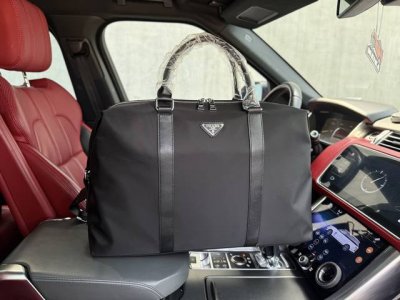 High-end, latest Prada briefcase, Prada handbag, crossbody bag with logo, adjus