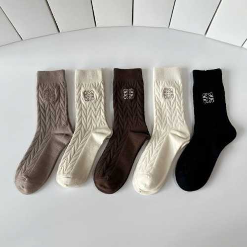 Special packaging for Loewe's new cashmere embroidered mid-calf socks! Five pair