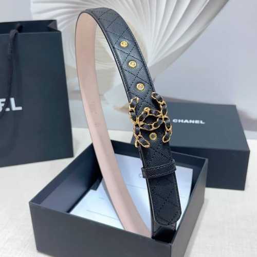 3.0cm Chanel belt, double-sided top-grain cowhide with pearl pattern, lengths: 7