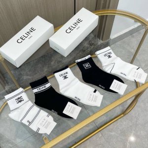 A box of five Celine mid-calf socks, high-quality version, comes with packaging