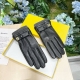 Fendi women's autumn/winter lambskin embroidered gloves with touchscreen phone