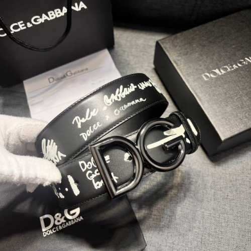 Dg width 4.0cm Dolce&Gabbana new black printed calfskin belt, modern and capable