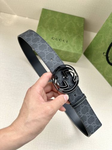 Width 3.8Cm Gucci Gg Supreme canvas belt with interlocking double G buckle. Belt
