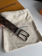 35mm wide Damien canvas belt with calfskin lining - bright palladium-plated buck