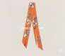 Hermes "Space Racehorse" Twilly scarf Twilly scarf 100% mulberry silk heavyweig