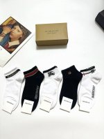 with packaging 5 pairs per box Burberry classic letter logo pure cotton socks,