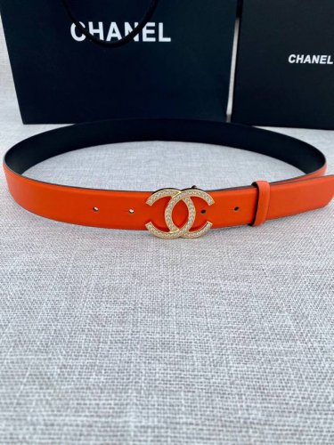 Width 3.0Cm Chanel Original Leather With Gold And Silver Diamond-Studded Steel B