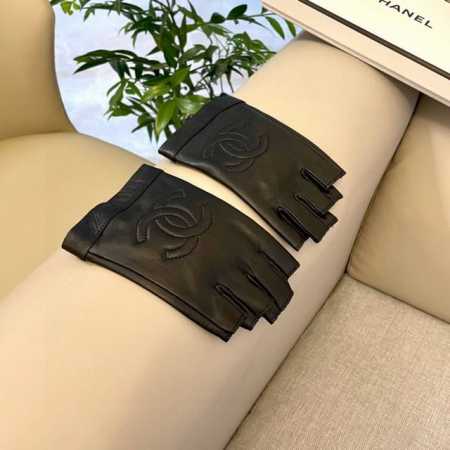 Chanel European New Top-Tier Original Women's High-End Half-Finger Gloves, Chane - Click Image to Close