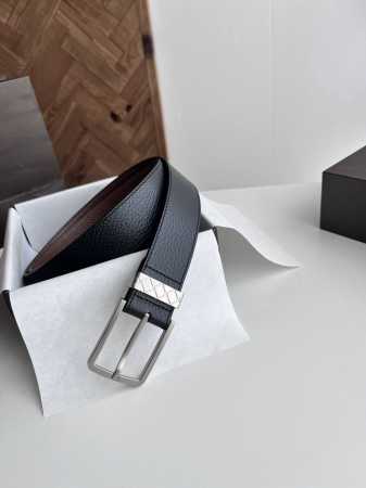 Bv latest men's belt, double-sided original Italian pebbled calfskin with a slig - Click Image to Close