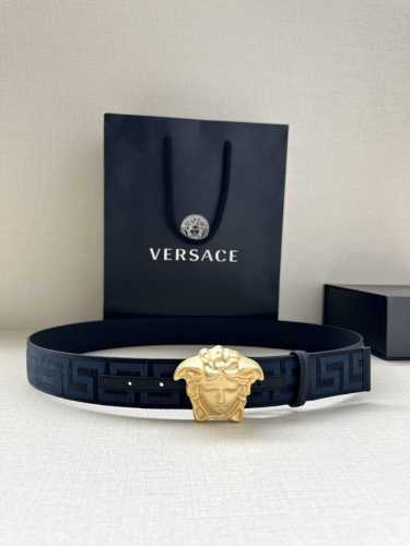 Width 3.8Cm Versace Fabric Belt With Jacquard Greca Pattern Comes With La Medusa