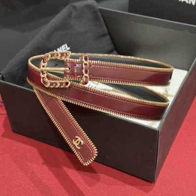 Xiangjia new women's belt zipper belt, double-sided top layer cowhide, this bel