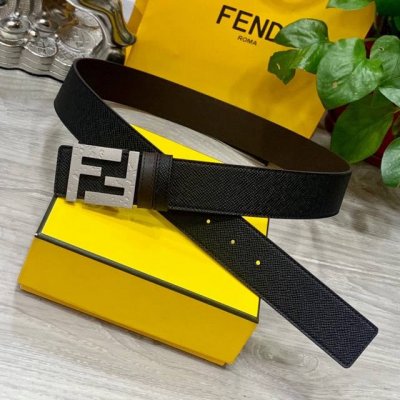 Fendl Fendi 40Mm Wide Double-Sided Genuine Calfskin Leather With A Single Rhodiu