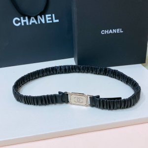 chanel 23S C Rhinestone Square Logo Buckle Calfskin Silver Metal And Gold Met