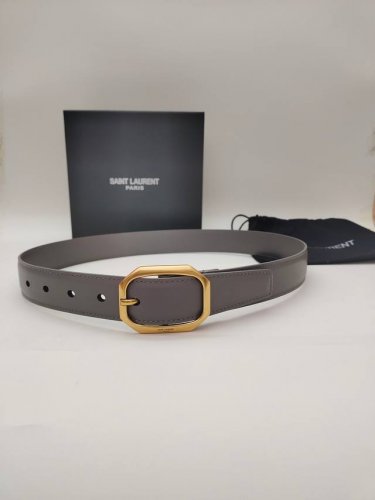 Extra Light Grey 3.0Cm Yangshulin Ancient Gold Pin Buckle, Saint Laurent Women's