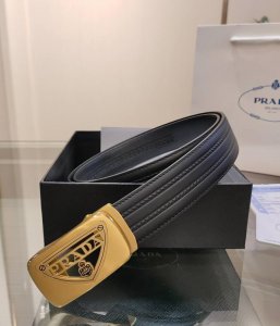 Prada Men's Automatic Belt - Width 34mm Fine steel buckle, soft feel, can be cut