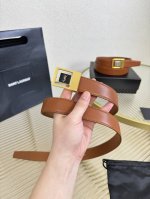 2025 Spring/Summer Saint Laurent Women's Belt, with genuine gold-plated buckle,