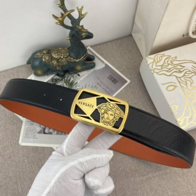 Versace Special Leather Belt Series, Original Factory-Made Premium Stainless Ste