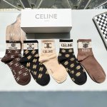 A box of five Celine mid-calf socks, high-quality version, complete with packagi