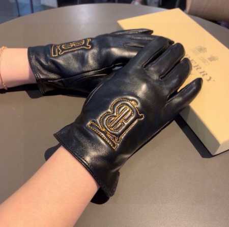 2025 New Exclusive First Release Touchscreen Gloves Burberry Embroidery Gold Thr - Click Image to Close